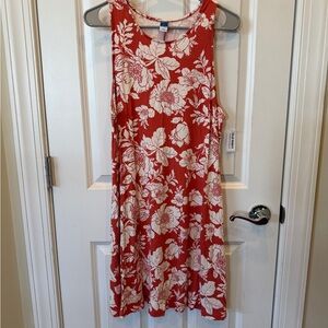 Old Navy Rust/Red and White Floral Mini Dress
